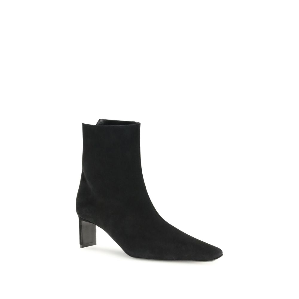 Khaite Black Calf Leather Ankle Boots