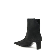 Khaite Black Calf Leather Ankle Boots