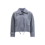 PINKO Light Blue Polyester Shell Jacket with Rhinestones