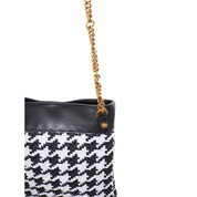 Versace Black and White Leather and Textile Shoulder Bag