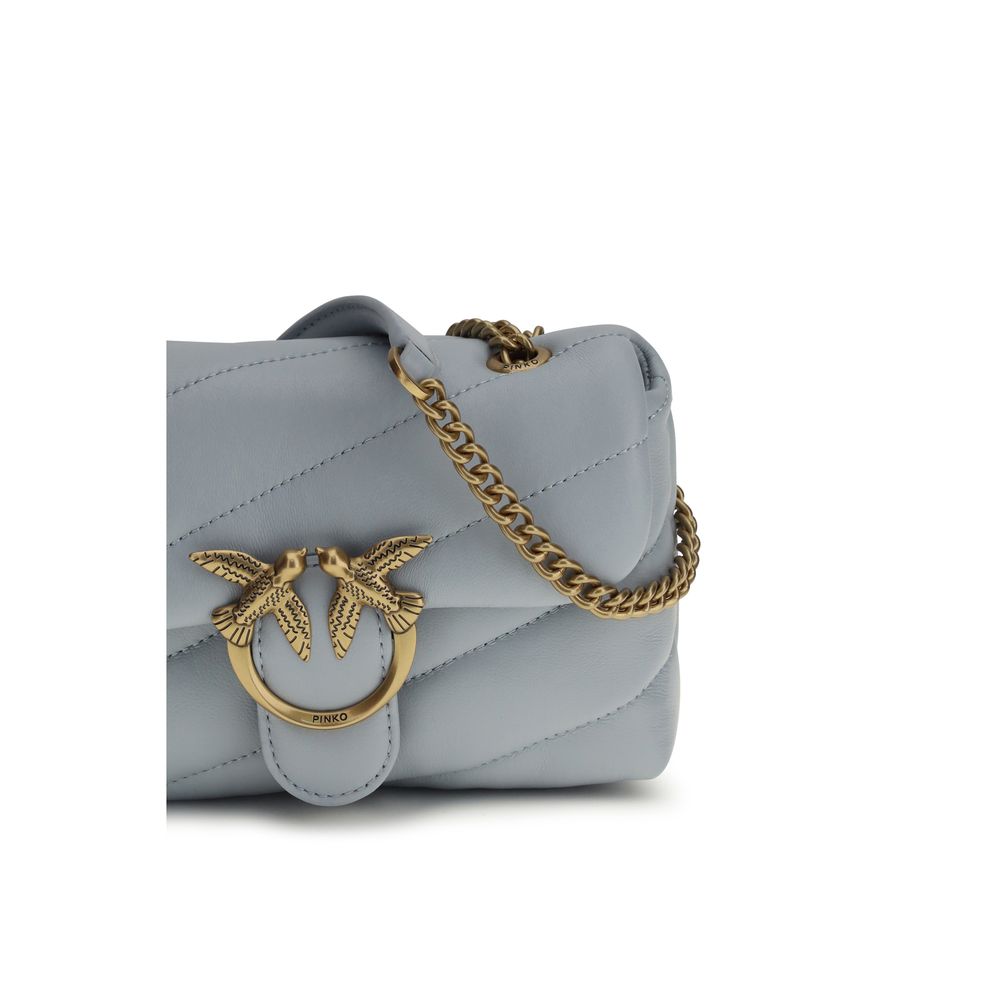 PINKO Blue Calf Leather Shoulder Bag