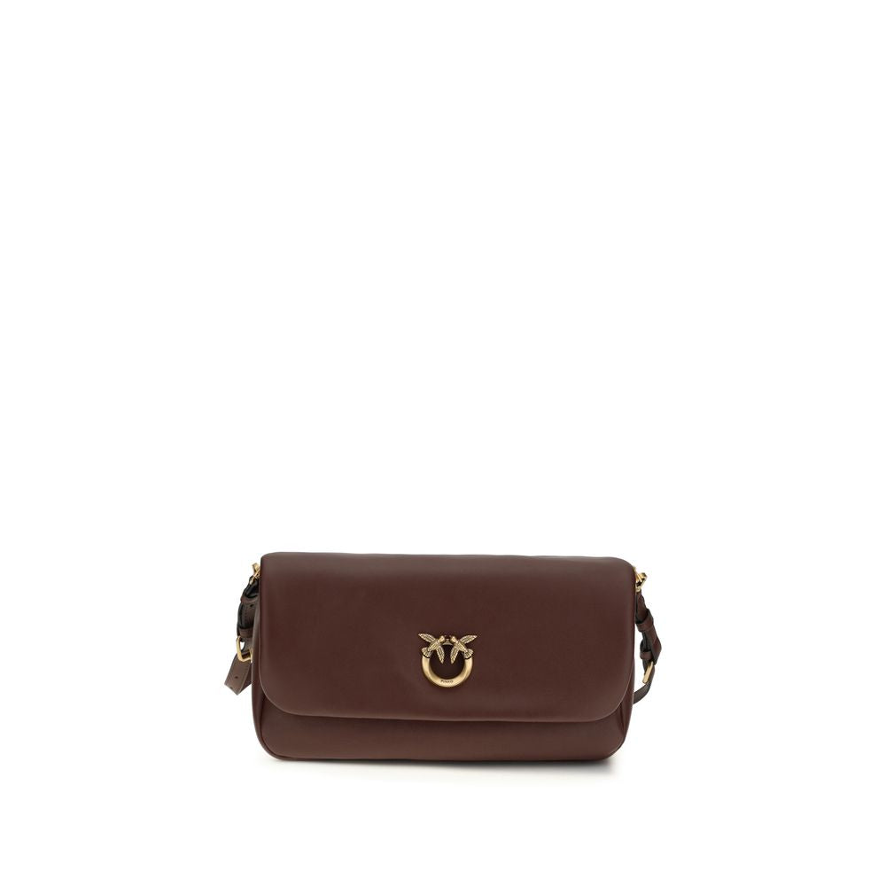 PINKO Brown Calf Leather Shoulder Bag