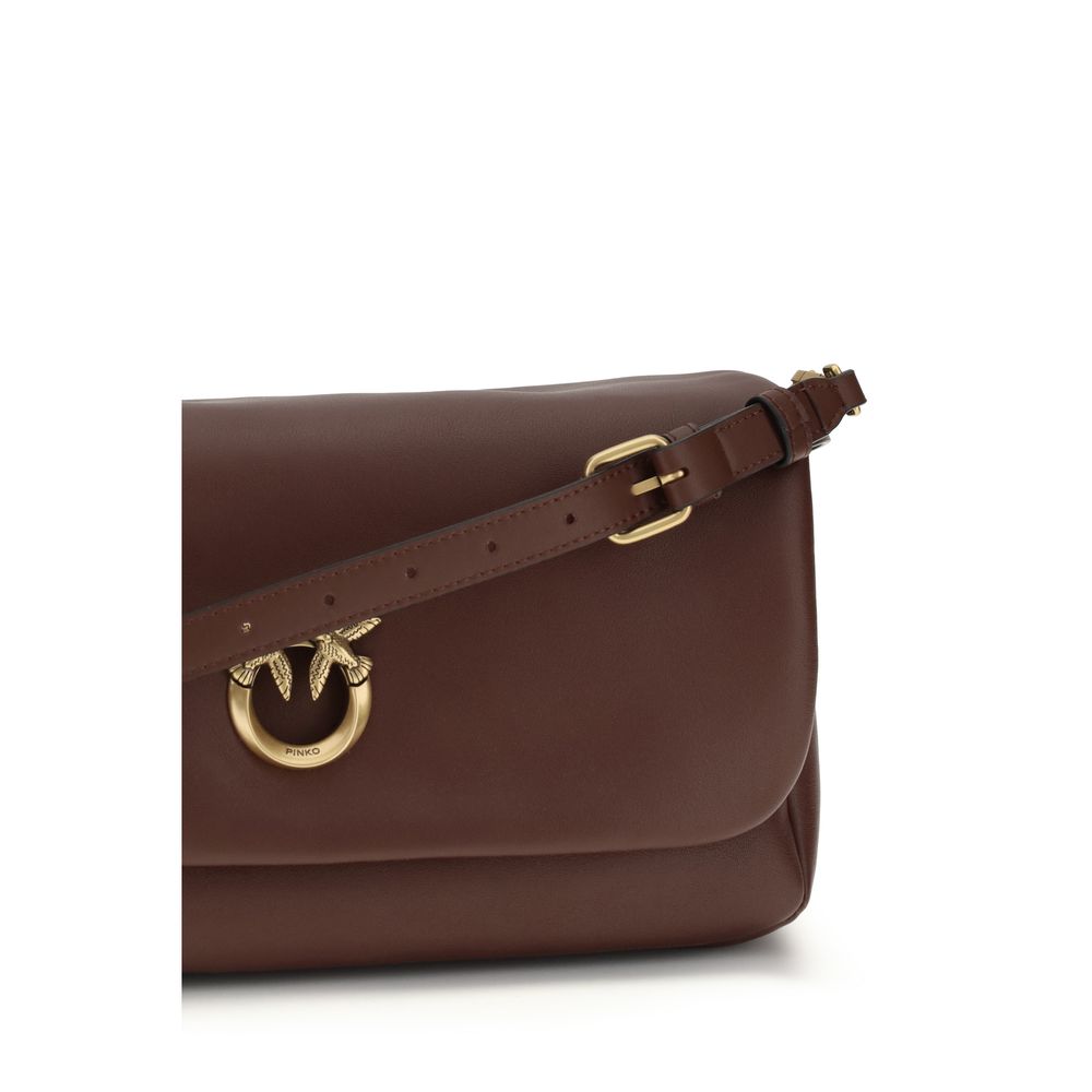 PINKO Brown Calf Leather Shoulder Bag