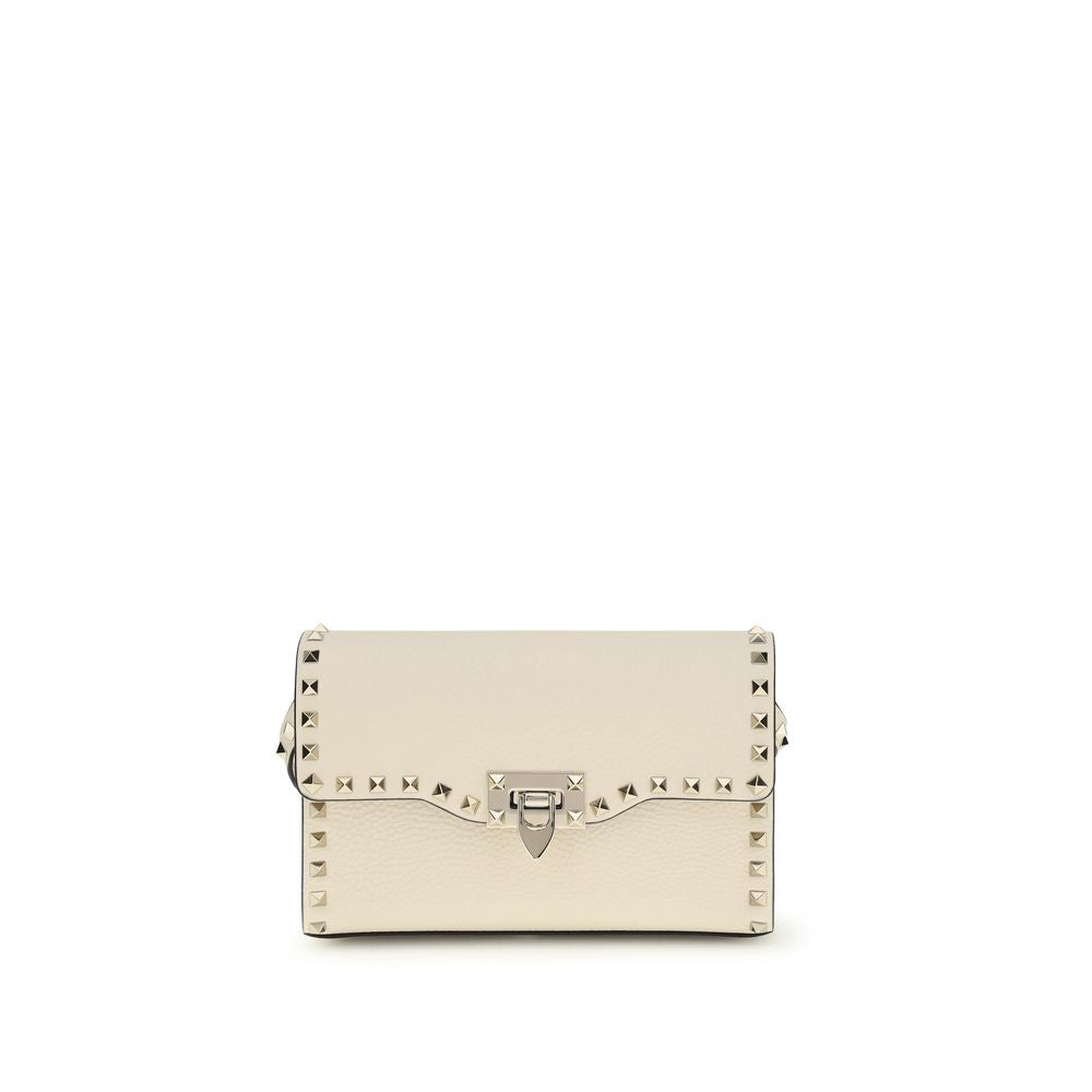 Valentino Garavani Cream Grained Calf Leather Shoulder Bag