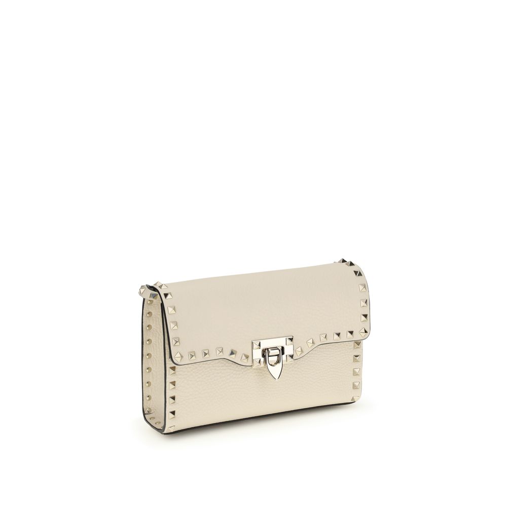 Valentino Garavani Cream Grained Calf Leather Shoulder Bag