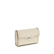 Valentino Garavani Cream Grained Calf Leather Shoulder Bag
