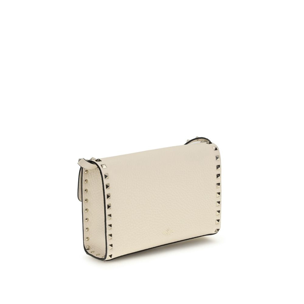 Valentino Garavani Cream Grained Calf Leather Shoulder Bag
