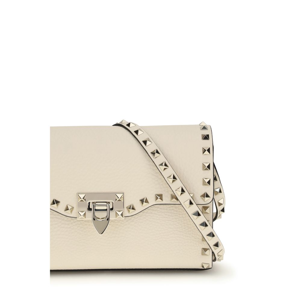 Valentino Garavani Cream Grained Calf Leather Shoulder Bag