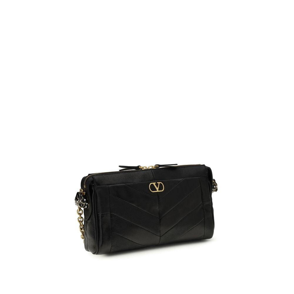Valentino Garavani Black Calf Leather Shoulder Bag