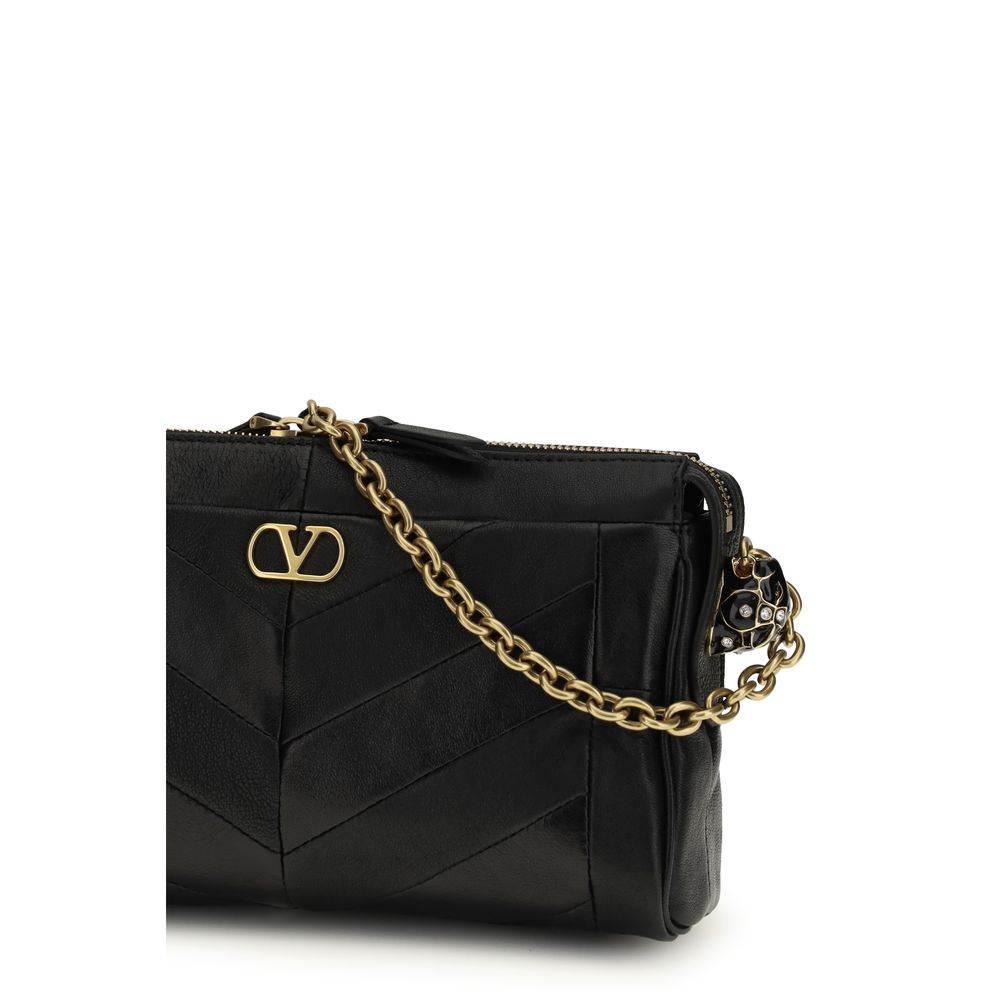 Valentino Garavani Black Calf Leather Shoulder Bag