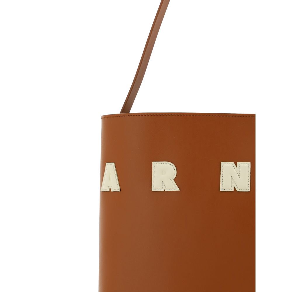 Marni Brown Calf Leather Shoulder Bag