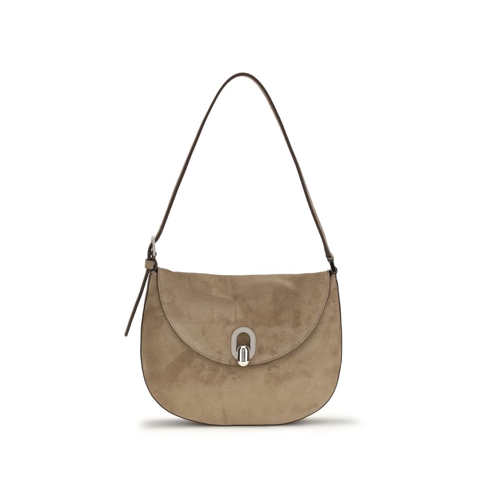 Savette Beige Calf Leather Shoulder Bag