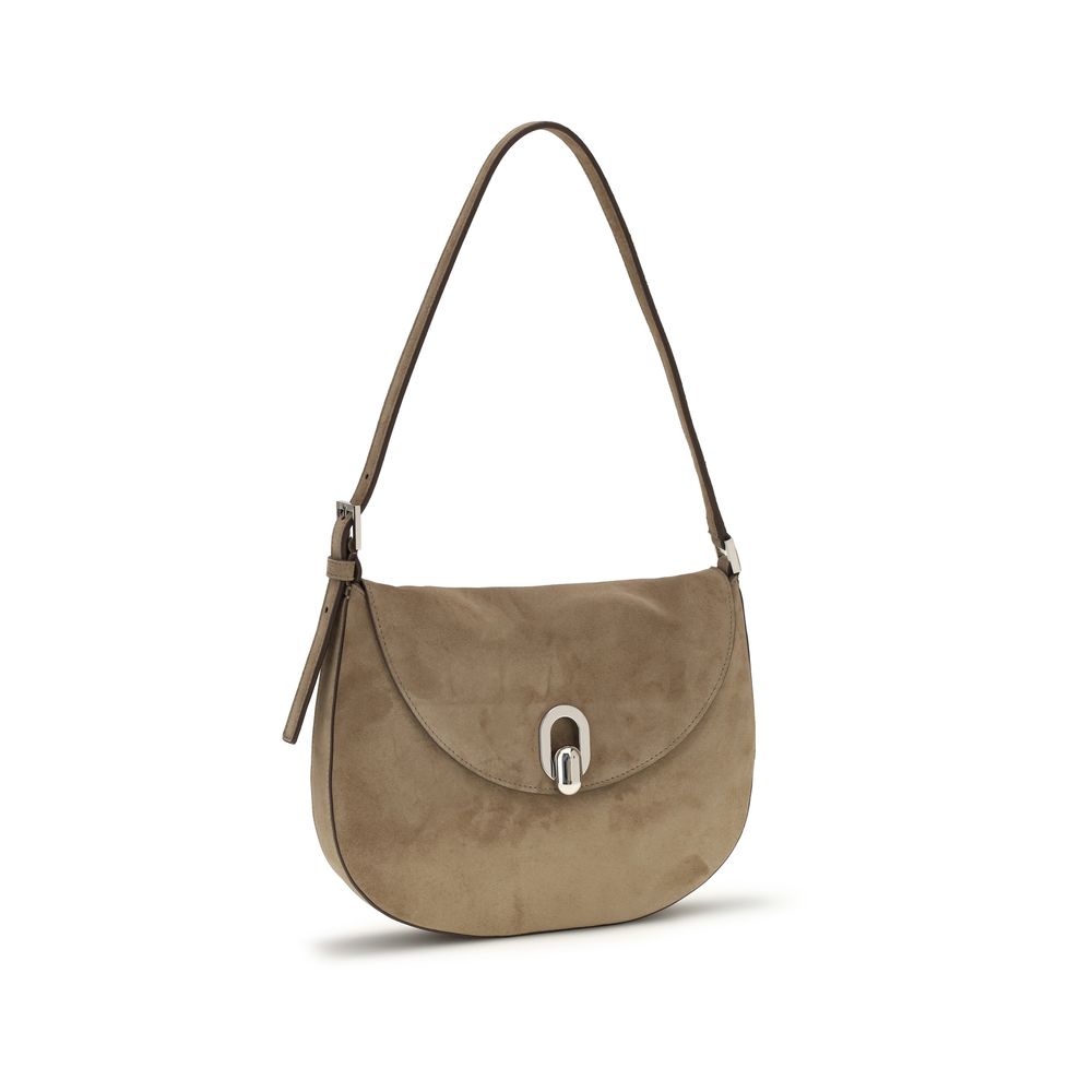Savette Beige Calf Leather Shoulder Bag