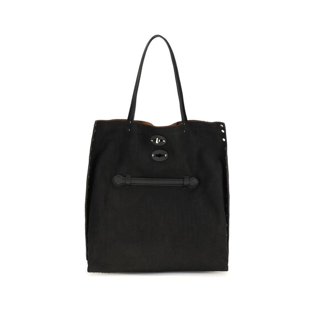 Zanellato Black Calf Leather Tote Bag
