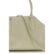 THEMOIRè Cream Polyurethane Shoulder Bag