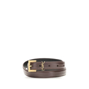Saint Laurent Brown Calf Leather Slim Belt