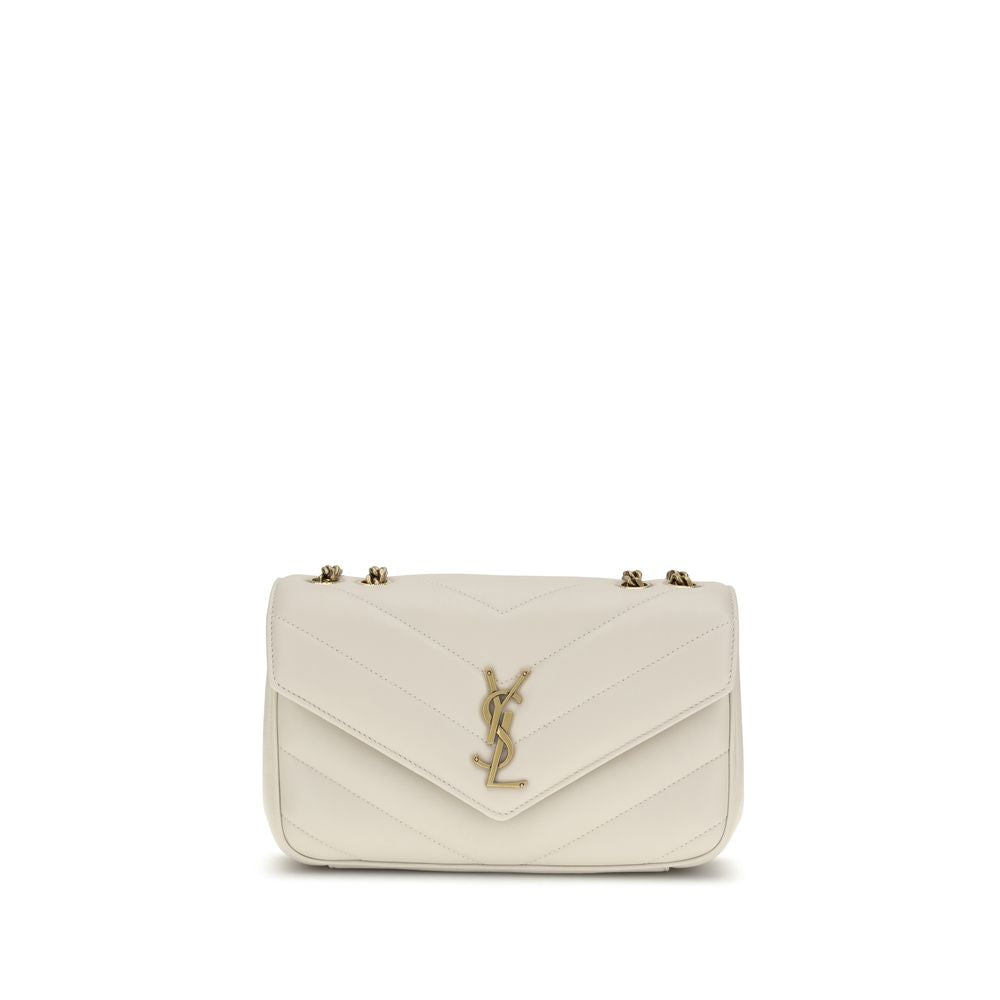 Saint Laurent Cream Lambskin Shoulder Bag