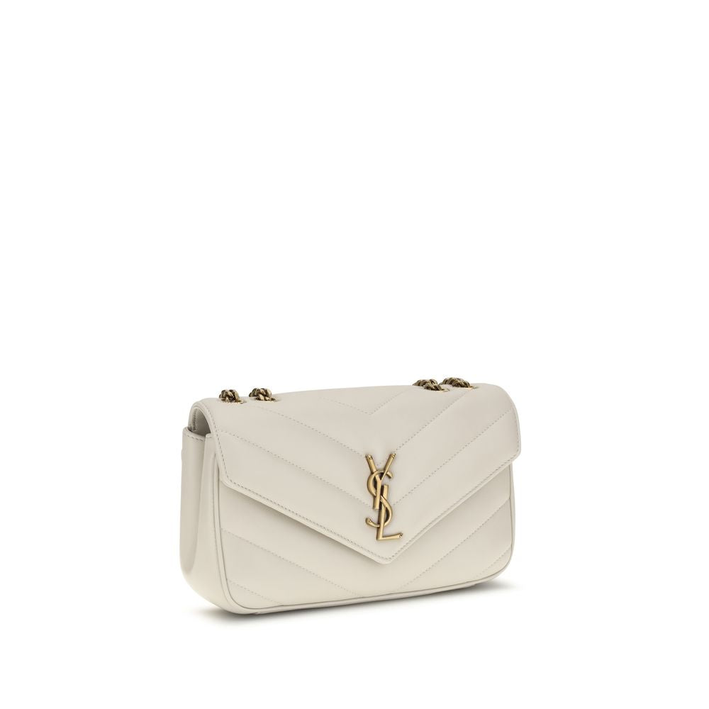 Saint Laurent Cream Lambskin Shoulder Bag