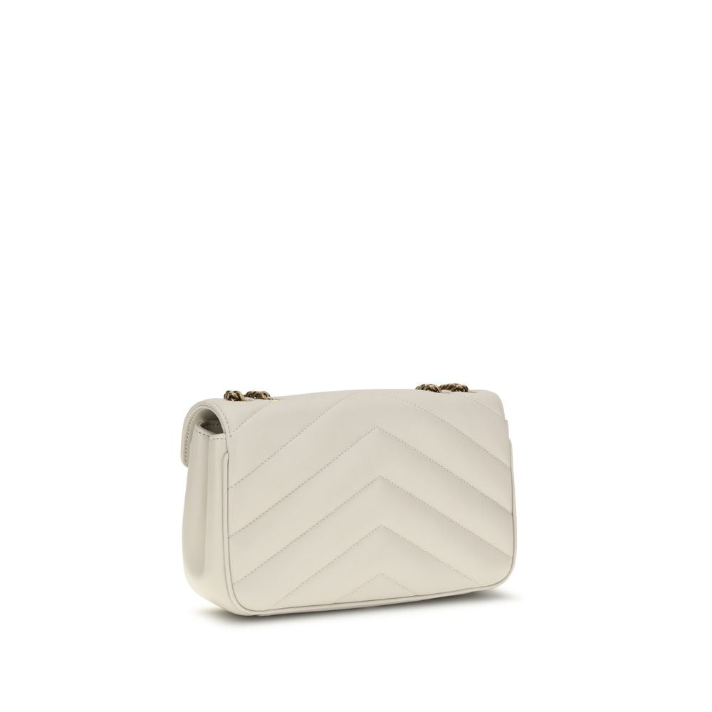 Saint Laurent Cream Lambskin Shoulder Bag