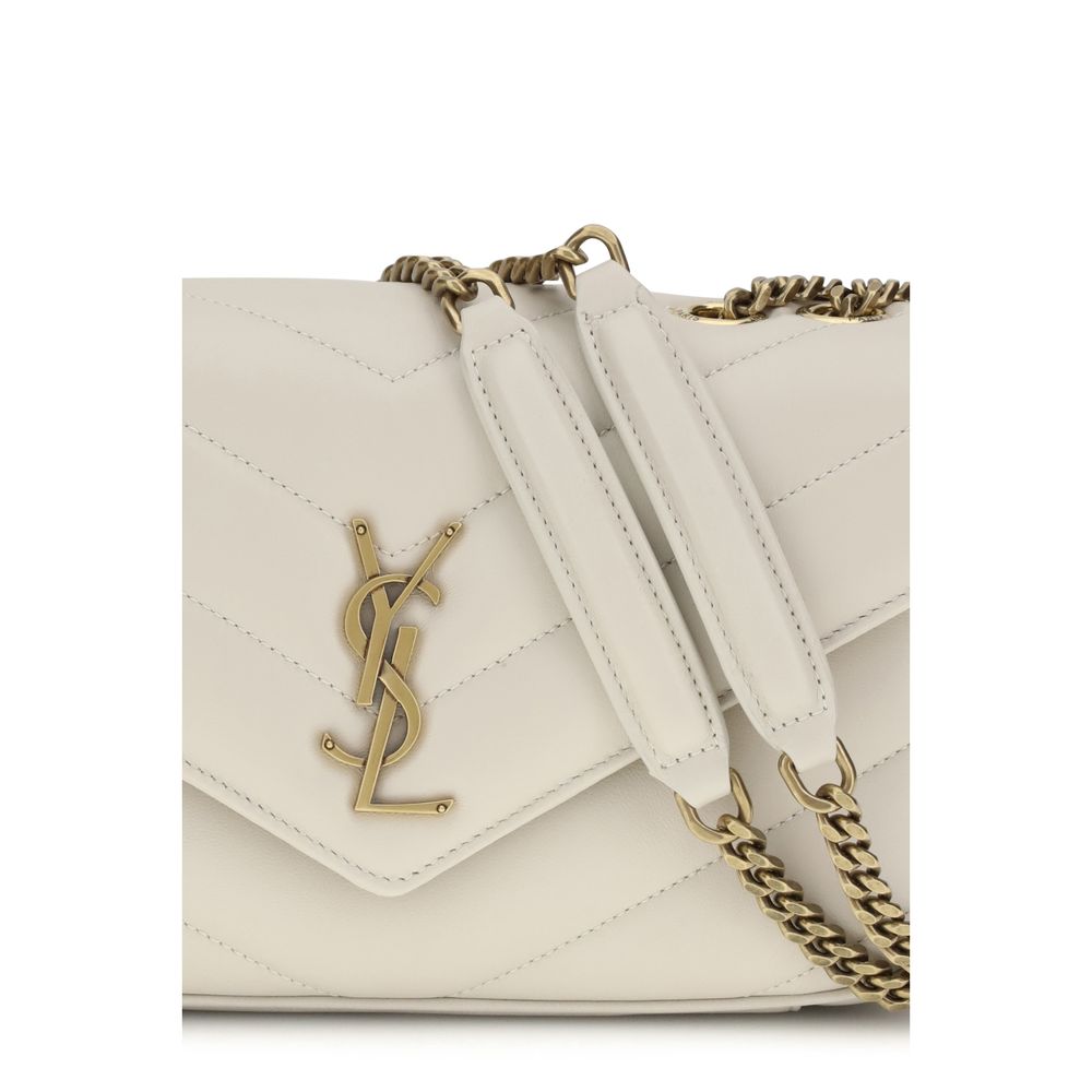 Saint Laurent Cream Lambskin Shoulder Bag