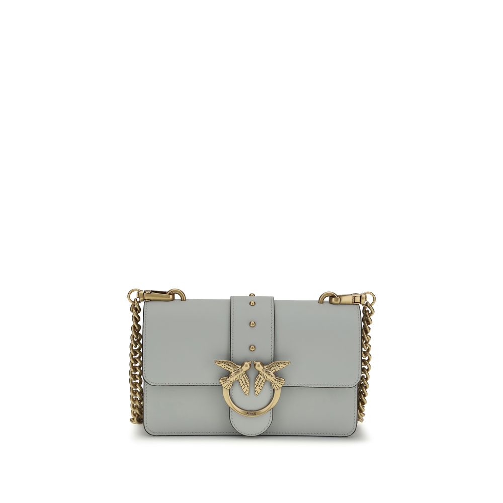 PINKO Gray Calf Leather Shoulder Bag