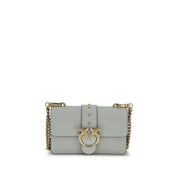 PINKO Gray Calf Leather Shoulder Bag