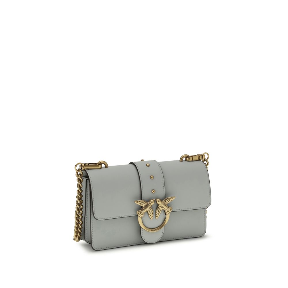 PINKO Gray Calf Leather Shoulder Bag