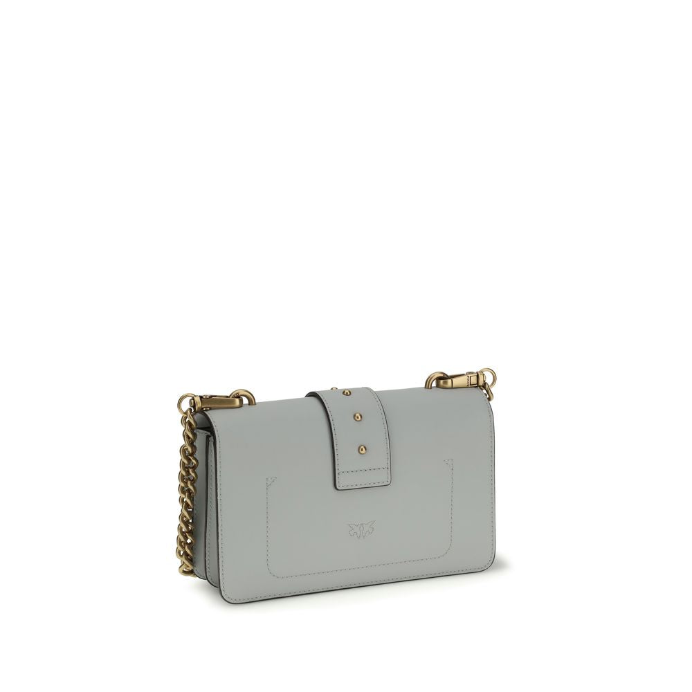 PINKO Gray Calf Leather Shoulder Bag