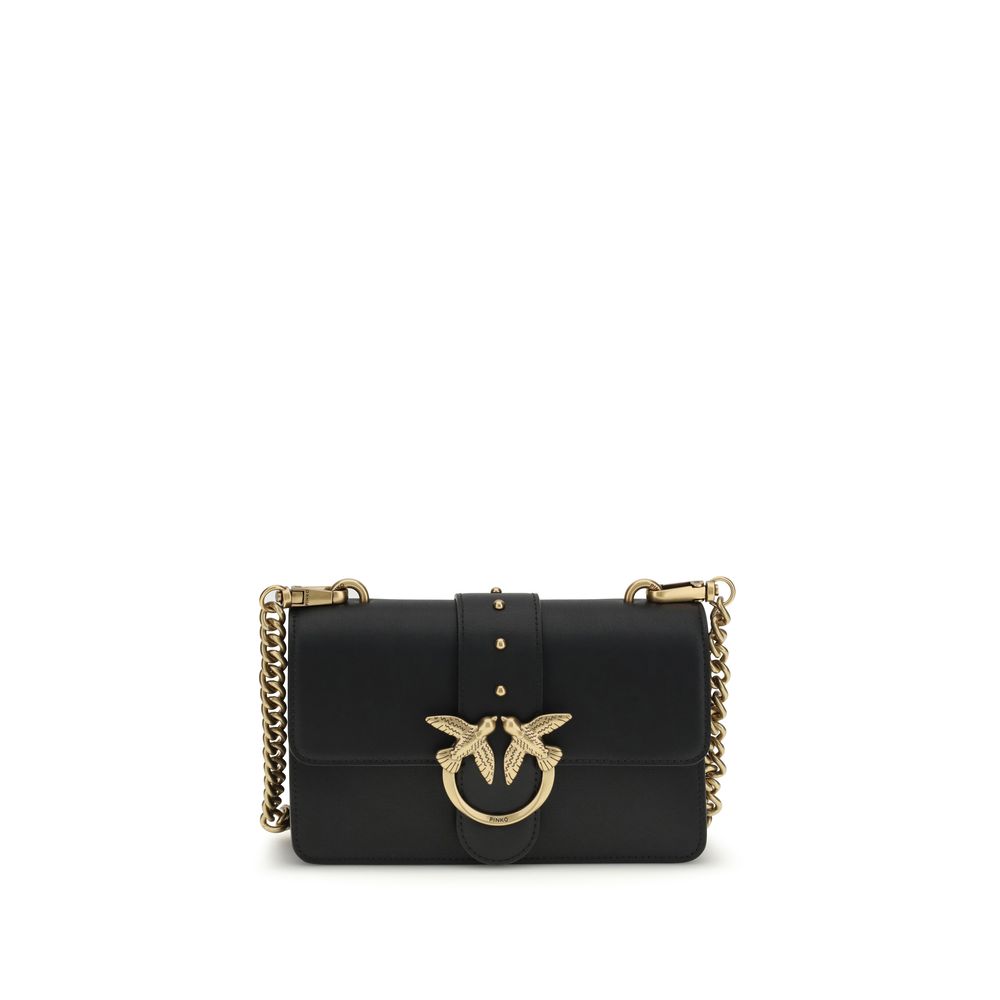 PINKO Black Calf Leather Shoulder Bag