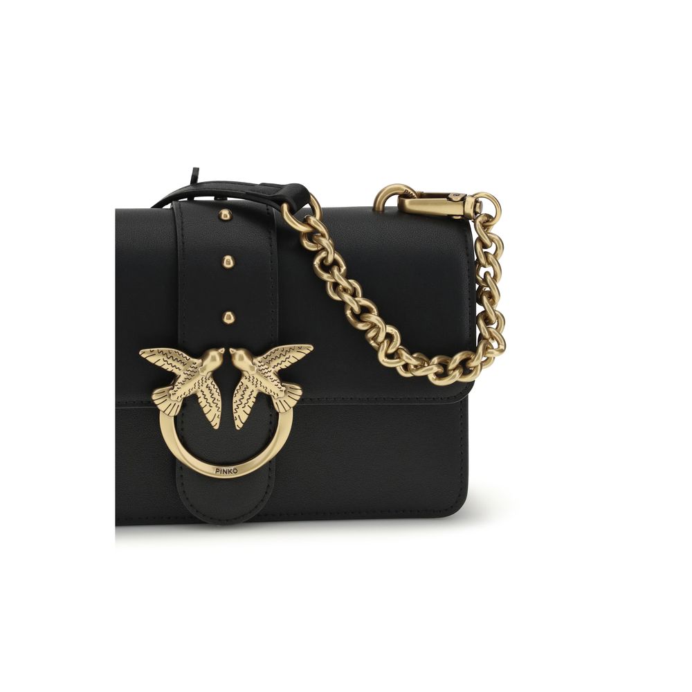 PINKO Black Calf Leather Shoulder Bag