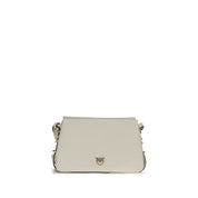 PINKO White Calf Leather Shoulder Bag