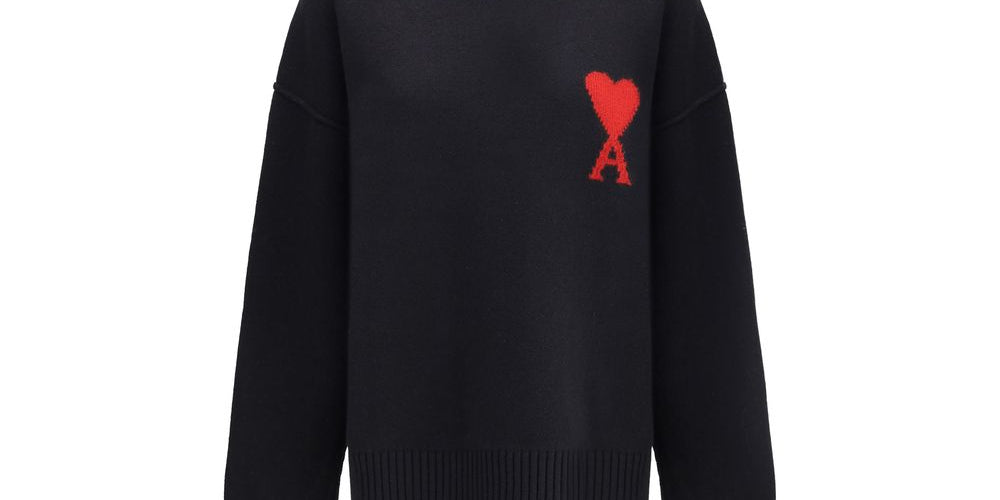 Ami Paris Black Fleece Wool Sweatshirt