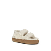 Moon Boot White Shearling Polyamide Flat Sandals
