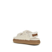 Moon Boot White Shearling Polyamide Flat Sandals