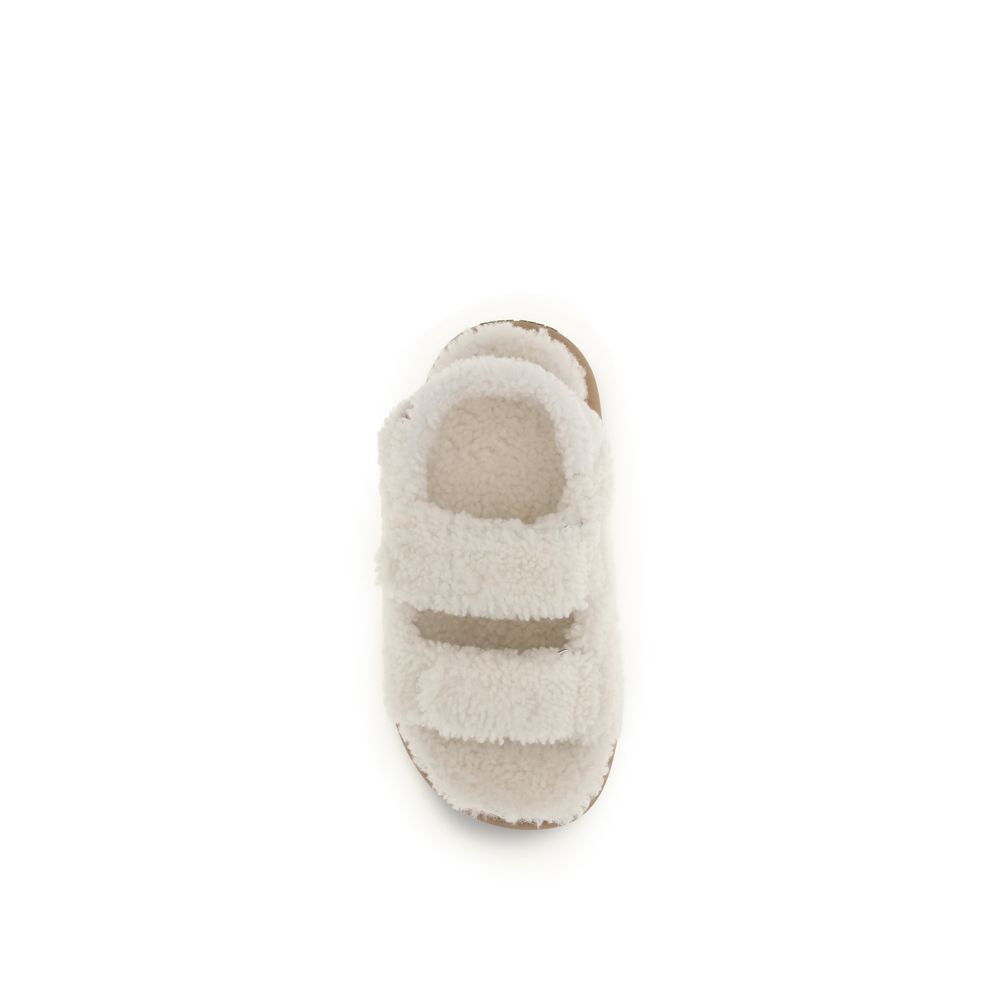Moon Boot White Shearling Polyamide Flat Sandals