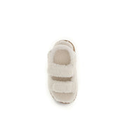 Moon Boot White Shearling Polyamide Flat Sandals
