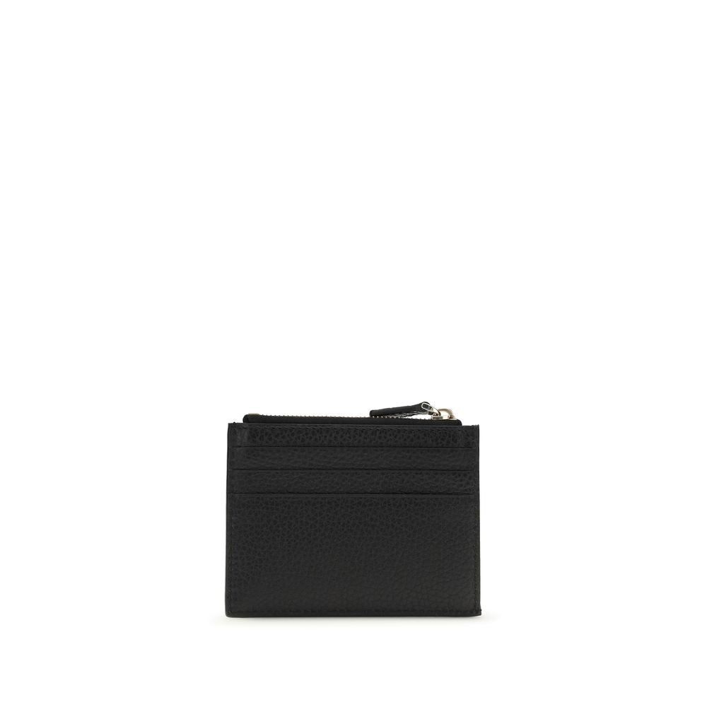 Valentino Garavani Black Calf Leather Zip Card Holder