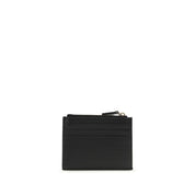 Valentino Garavani Black Calf Leather Zip Card Holder
