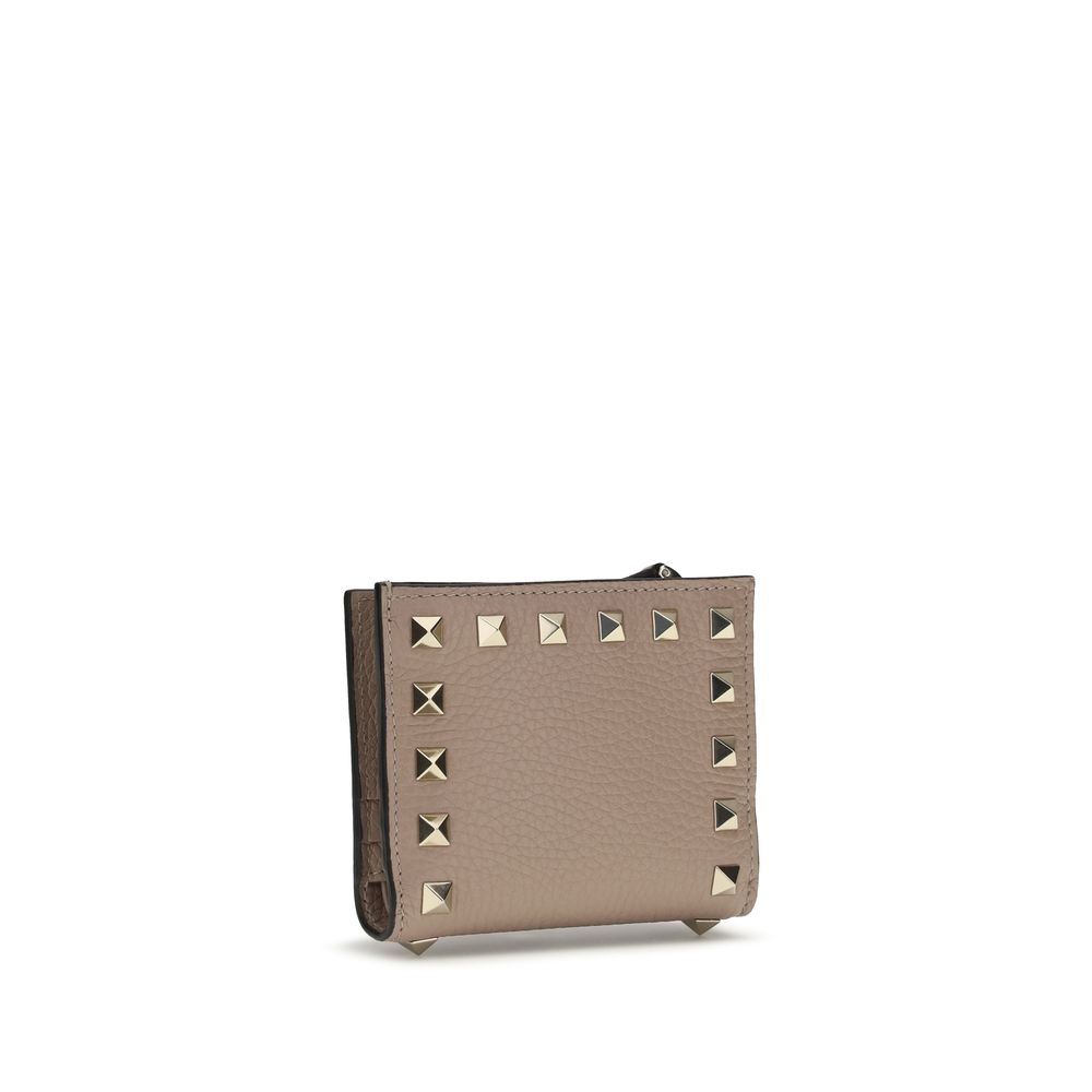 Valentino Garavani Gray Grained Leather Wallet