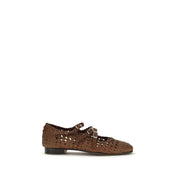 Carel Paris Brown Calf Leather Mary Jane Ballerinas