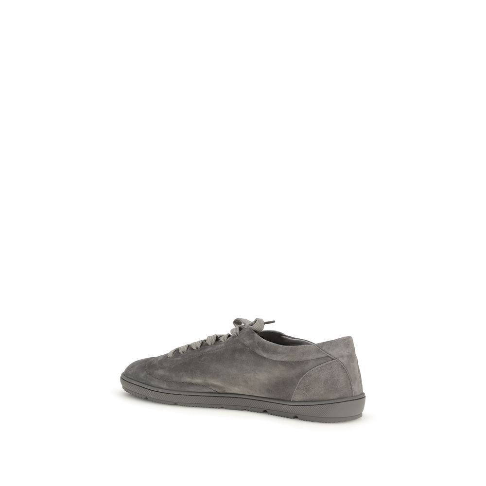Brunello Cucinelli Gray Calf Leather Low Top Sneakers