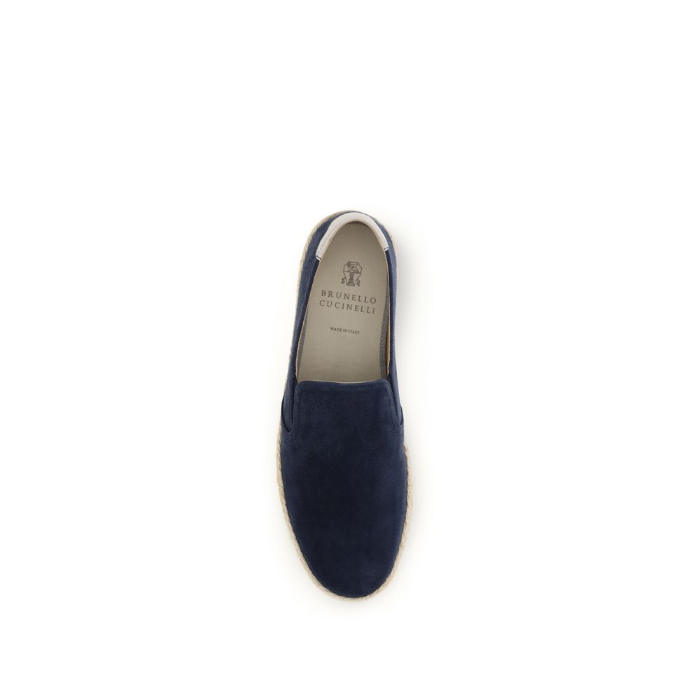 Brunello Cucinelli Blue Calf Leather Espadrilles