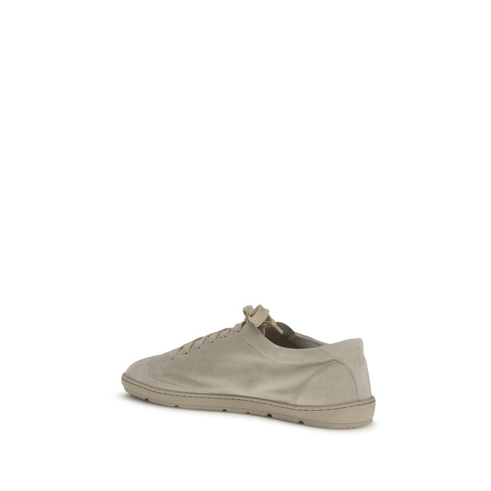Brunello Cucinelli Beige Calf Leather Low Top Sneakers