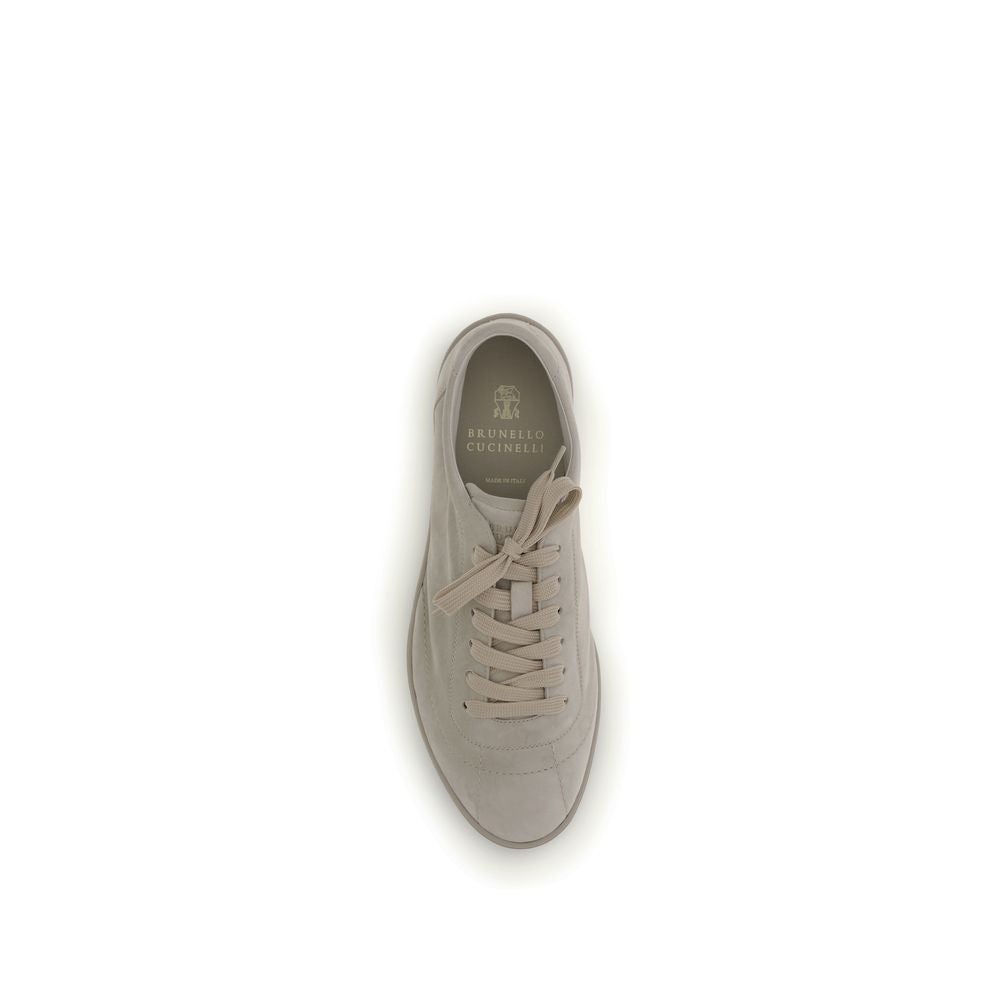 Brunello Cucinelli Beige Calf Leather Low Top Sneakers