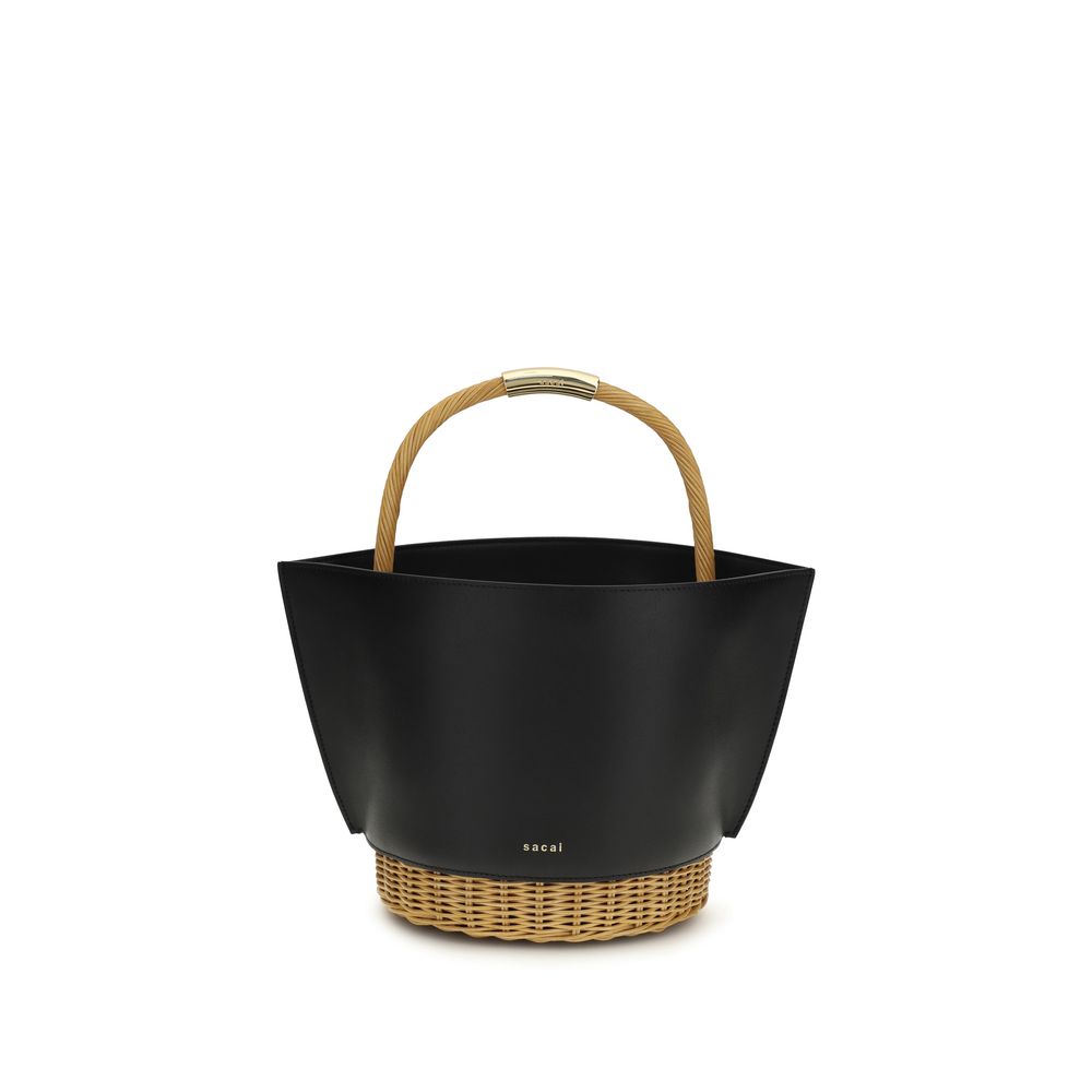 Sacai Black Calf Leather Shoulder Bag