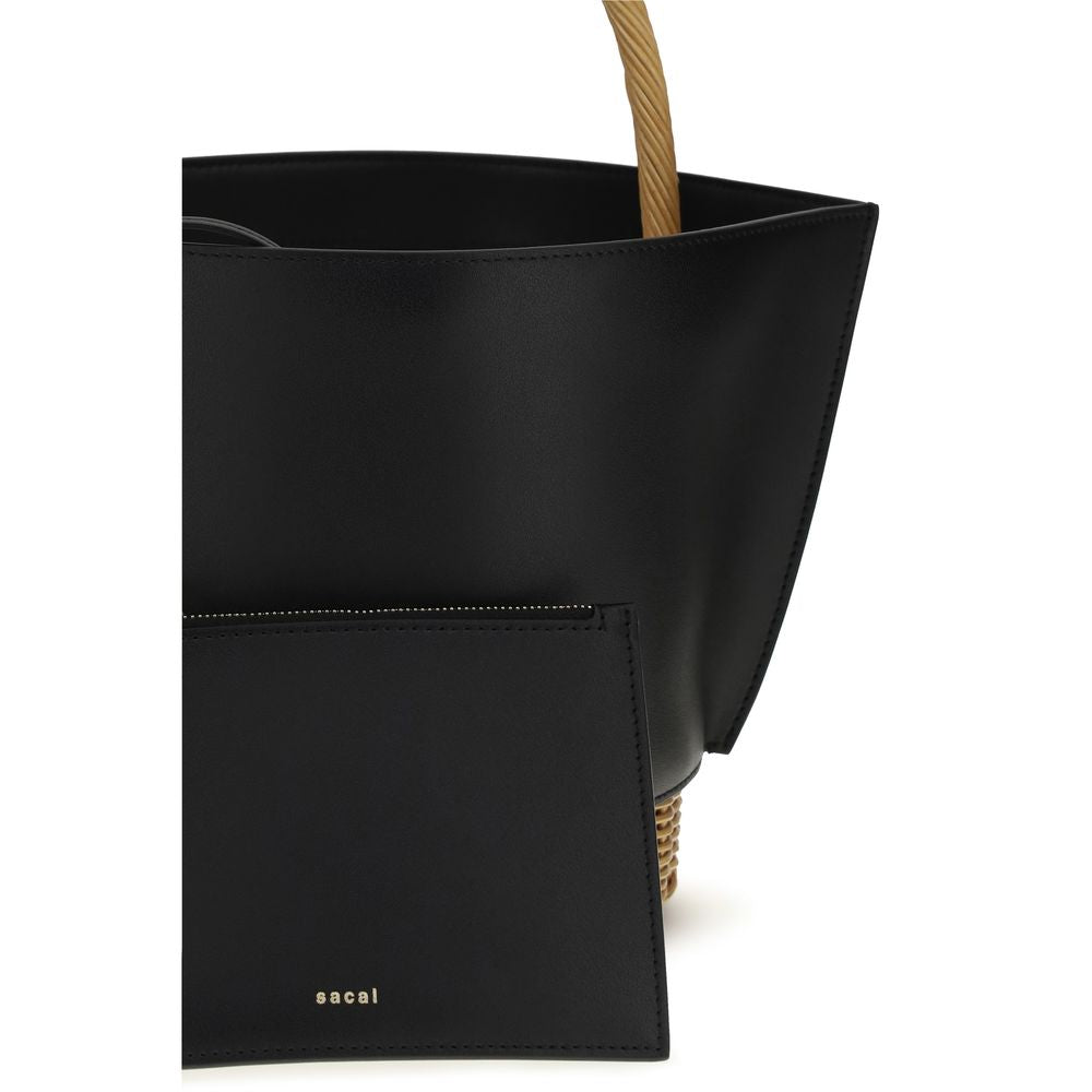 Sacai Black Calf Leather Shoulder Bag