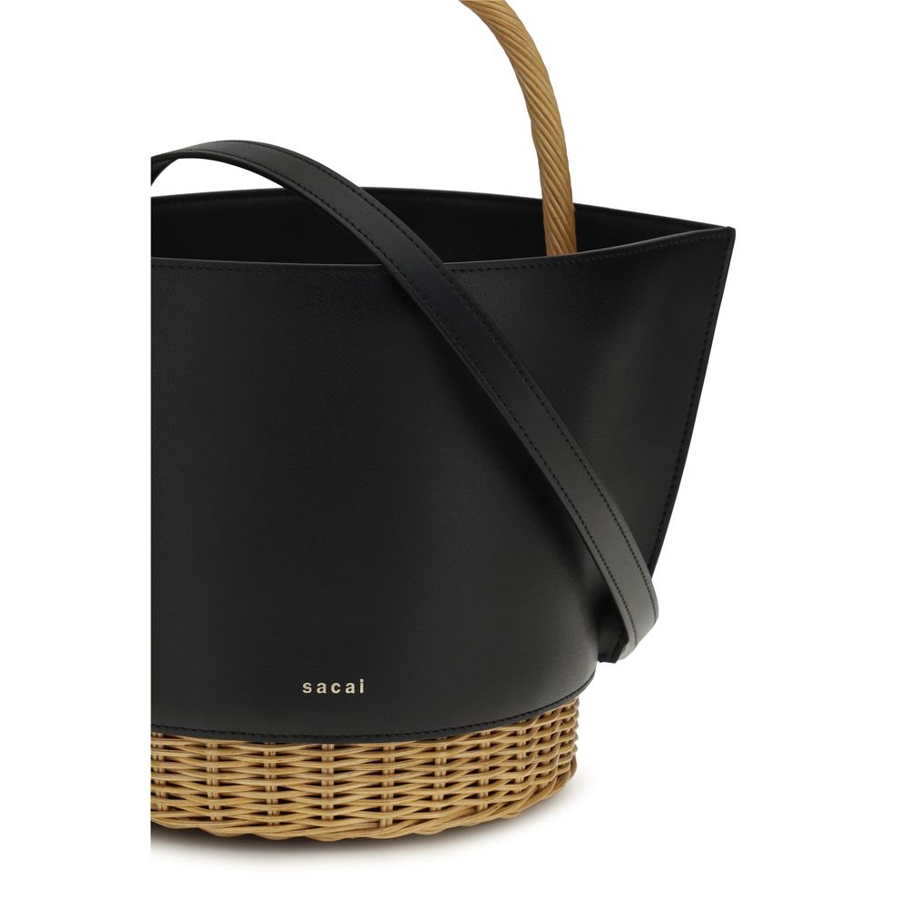 Sacai Black Calf Leather Shoulder Bag