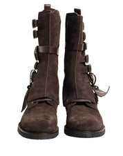 Dolce & Gabbana Brown Suede Combat Ankle Boots