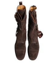 Dolce & Gabbana Brown Suede Combat Ankle Boots