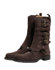 Dolce & Gabbana Brown Suede Combat Ankle Boots